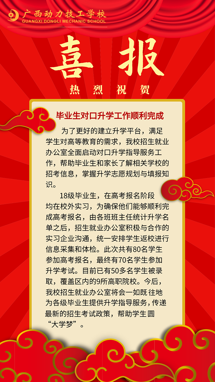 毕业生对口升学工作顺利完成